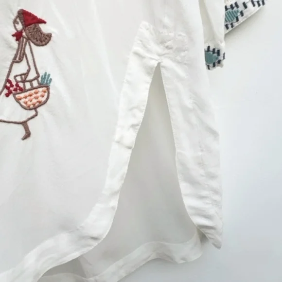 Johnny Was BIYA Top, Size XS, White Tunic, 100% Silk, Embroidered - Picture 10 of 13
